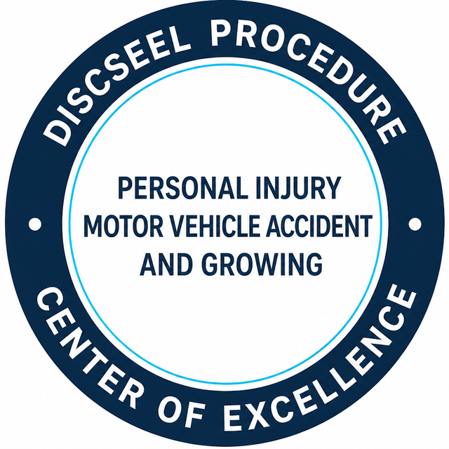 Discseel Procedure Center of Excellence personal injury motor vehicle accident and growing